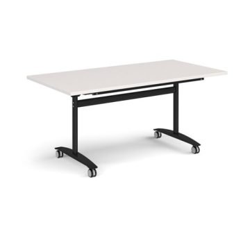 Rectangular deluxe flip top meeting table with black frame 1600mm x 800mm -Light Grey - DFLP16-K-LG