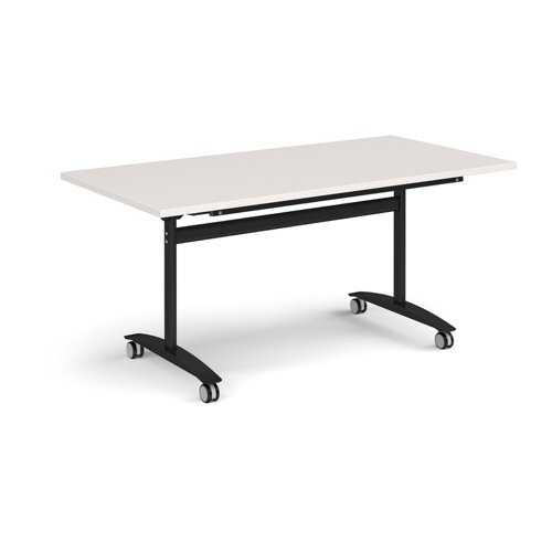 Rectangular deluxe flip top meeting table with black frame 1600mm x 800mm -Light Grey - DFLP16-K-LG