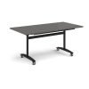 Rectangular deluxe flip top meeting table with black frame 1600mm x 800mm - Onyx Grey - DFLP16-K-OG
