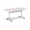 Rectangular deluxe flip top meeting table with silver frame 1600mm x 800mm - Light Grey - DFLP16-S-LG