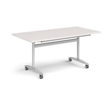 Rectangular deluxe flip top meeting table with silver frame 1600mm x 800mm - Light Grey - DFLP16-S-LG