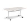 Rectangular deluxe flip top meeting table with white frame 1600mm x 800mm - Light Grey - DFLP16-WH-LG