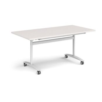 Rectangular deluxe flip top meeting table with white frame 1600mm x 800mm - Light Grey - DFLP16-WH-LG