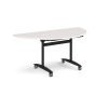 Semi circular deluxe flip top meeting table with black frame 1600mm x 800mm - Light Grey - DFLPS-K-LG