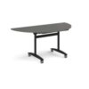 Semi circular deluxe flip top meeting table with black frame 1600mm x 800mm -Onyx Grey - DFLPS-K-OG