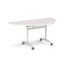 Semi circular deluxe flip top meeting table with white frame 1600mm x 800mm - Light Grey - DFLPS-WH-LG