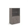 Deluxe combination unit with glass upper doors 1600mm high with 3 shelves - Grey Oak - DG16GO