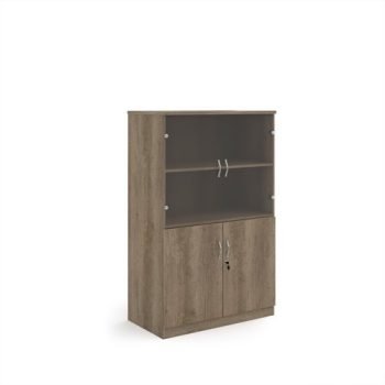 Deluxe combination unit with glass upper doors 1600mm high with 3 shelves - Nebraska Oak - DG16NO