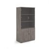 Deluxe combination unit with glass upper doors 2000mm high with 4 shelves - Grey Oak - DG20GO