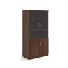 Deluxe combination unit with glass upper doors 2000mm high with 4 shelves - Walnut - DG20W