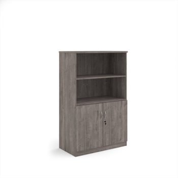 Deluxe combination unit with open top 1600mm high with 3 shelves - Grey Oak - DO16GO