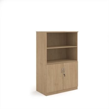 Deluxe combination unit with open top 1600mm high with 3 shelves - Kendal Oak - DO16KO