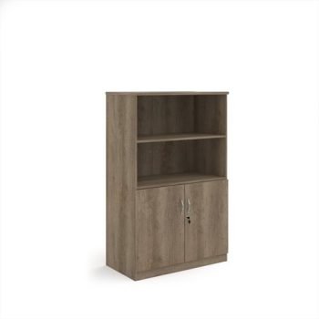 Deluxe combination unit with open top 1600mm high with 3 shelves - Nebraska Oak - DO16NO