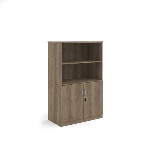 Deluxe combination unit with open top 1600mm high with 3 shelves - Nebraska Oak - DO16NO