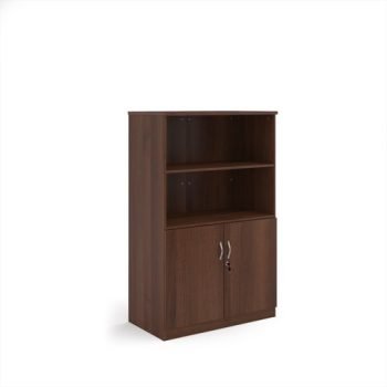 Deluxe combination unit with open top 1600mm high with 3 shelves - Walnut - DO16W