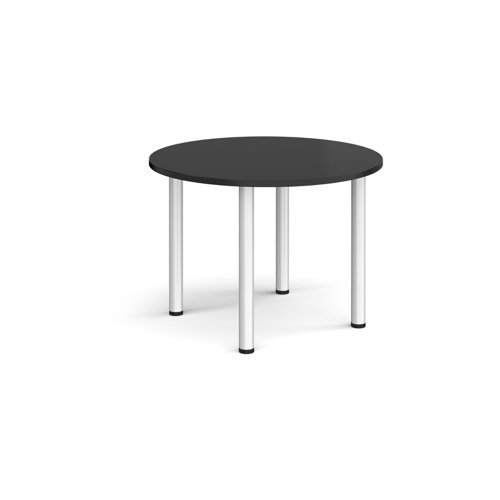 Circular chrome radial leg meeting table 1000mm - Black - DRL1000C-C-BK
