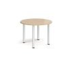 Circular chrome radial leg meeting table 1000mm - Kendal Oak - DRL1000C-C-KO