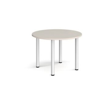 Circular chrome radial leg meeting table 1000mm - Light Grey - DRL1000C-C-LG