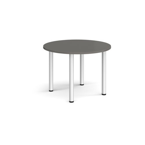 Circular chrome radial leg meeting table 1000mm - Onyx Grey - DRL1000C-C-OG