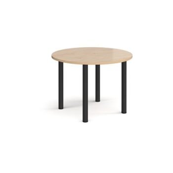 Circular black radial leg meeting table 1000mm - Kendal Oak - DRL1000C-K-KO