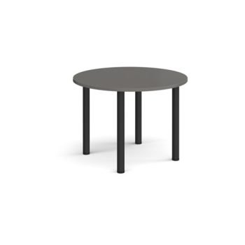 Circular black radial leg meeting table 1000mm - Onyx Grey - DRL1000C-K-OG