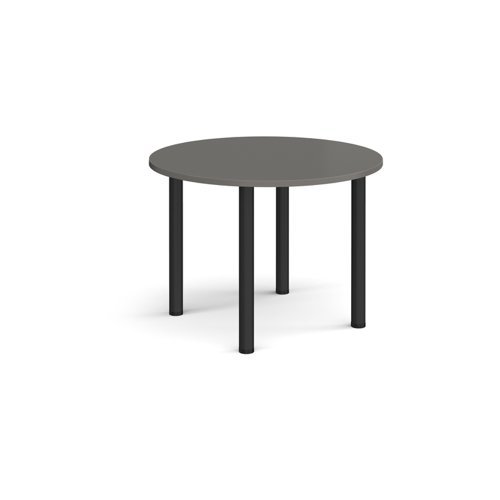 Circular black radial leg meeting table 1000mm - Onyx Grey - DRL1000C-K-OG