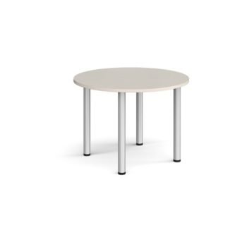 Circular silver radial leg meeting table 1000mm - Light Grey - DRL1000C-S-LG