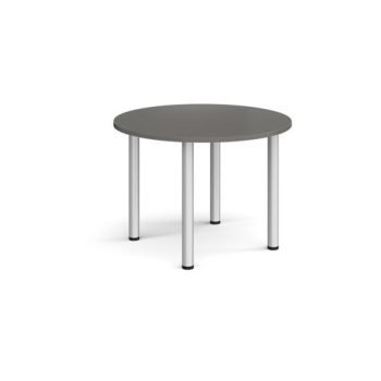 Circular silver radial leg meeting table 1000mm - Onyx Grey - DRL1000C-S-OG