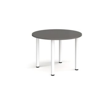 Circular white radial leg meeting table 1000mm - Onyx Grey - DRL1000C-WH-OG