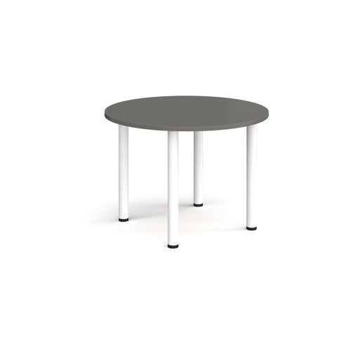 Circular white radial leg meeting table 1000mm - Onyx Grey - DRL1000C-WH-OG