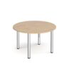 Circular chrome radial leg meeting table 1200mm x 800mm - Kendal Oak - DRL1200C-C-KO