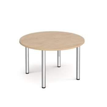 Circular chrome radial leg meeting table 1200mm x 800mm - Kendal Oak - DRL1200C-C-KO