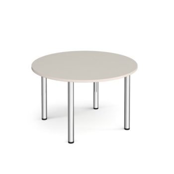 Circular chrome radial leg meeting table 1200mm x 800mm - Light Grey - DRL1200C-C-LG