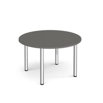 Circular chrome radial leg meeting table 1200mm x 800mm - Onyx Grey - DRL1200C-C-OG