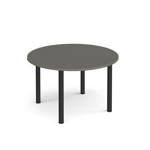 Circular black radial leg meeting table 1200mm -Onyx Grey - DRL1200C-K-OG