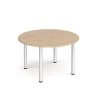 Circular silver radial leg meeting table 1200mm - Kendal Oak - DRL1200C-S-KO