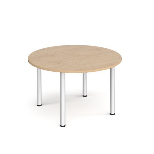 Circular silver radial leg meeting table 1200mm - Kendal Oak - DRL1200C-S-KO