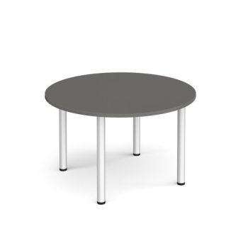 Circular silver radial leg meeting table 1200mm - Onyx Gret - DRL1200C-S-OG