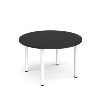 Circular white radial leg meeting table 1200mm - Black - DRL1200C-WH-BK