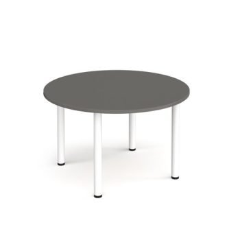 Circular white radial leg meeting table 1200mm - Onyx Grey - DRL1200C-WH-OG
