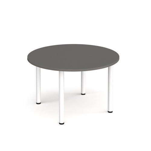 Circular white radial leg meeting table 1200mm - Onyx Grey - DRL1200C-WH-OG