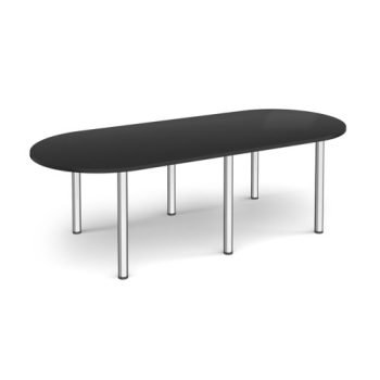 Radial end meeting table 2400mm x 1000mm with 6 chrome radial legs - Black - DRL2400-C-BK
