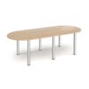 Radial end meeting table 2400mm x 1000mm with 6 chrome radial legs - Kendal Oak - DRL2400-C-KO