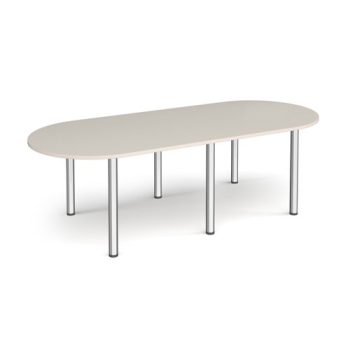 Radial end meeting table 2400mm x 1000mm with 6 chrome radial legs -Light Grey - DRL2400-C-LG