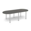 Radial end meeting table 2400mm x 1000mm with 6 chrome radial legs - Onyx Grey - DRL2400-C-OG