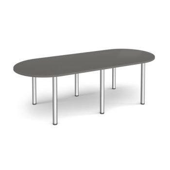 Radial end meeting table 2400mm x 1000mm with 6 chrome radial legs - Onyx Grey - DRL2400-C-OG