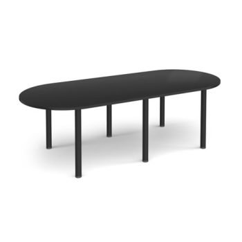 Radial end meeting table 2400mm x 1000mm with 6 black radial legs - Black - DRL2400-K-BK