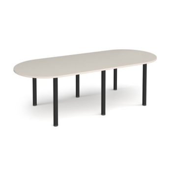 Radial end meeting table 2400mm x 1000mm with 6 black radial legs - Light Grey - DRL2400-K-LG