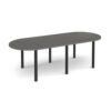 Radial end meeting table 2400mm x 1000mm with 6 black radial legs - Onyx Grey - DRL2400-K-OG