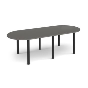 Radial end meeting table 2400mm x 1000mm with 6 black radial legs - Onyx Grey - DRL2400-K-OG